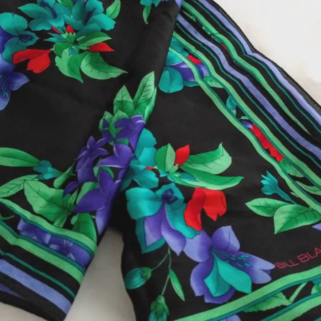 BILL BLASS - Fall Flowers!! - gorgeous silk care de soie - headscarf