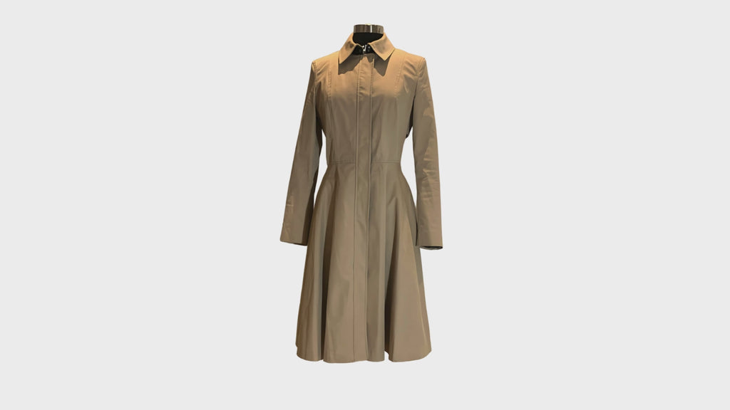 Full-length view of Mackage women’s trench coat in beige