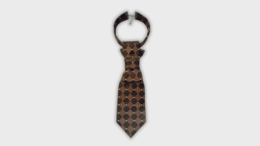 Reworked Enzo Feldini Silk Jacquard Tie - Women’s Continental Crossover Tie - Upcycled Italian Designer Geometric Necktie - Made in Italy