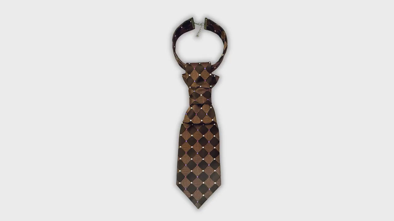 Reworked Enzo Feldini Silk Jacquard Tie - Women’s Continental Crossover Tie - Upcycled Italian Designer Geometric Necktie - Made in Italy
