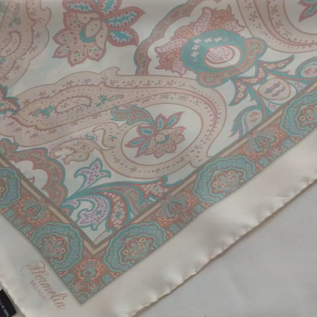Italian silk scarf - small size Como silk scarf  - Made in Italy - Cream silk scarf