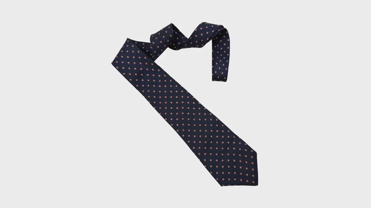 YVES SAINT LAURENT neckwear navy silk micro-medallion archival tie 8cm silk tie St Laurent