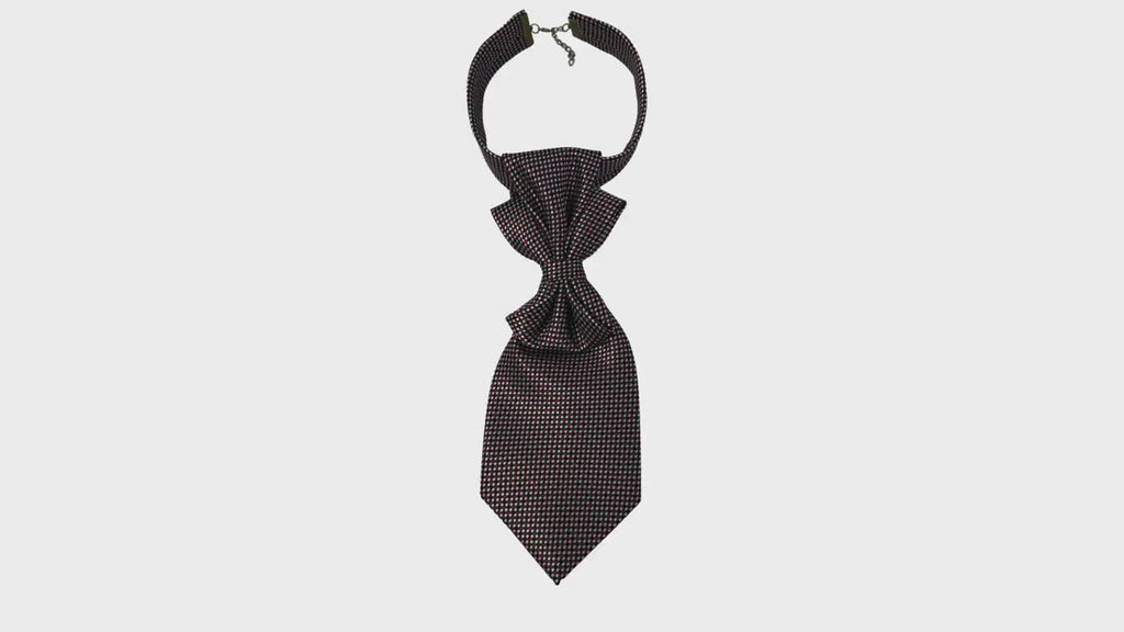 HUGO BOSS Tie - Women Continental Crossover Tie - Upcycled Italian Designer Silver Jacquard Necktie - Made in Italy Reworked Tie Women