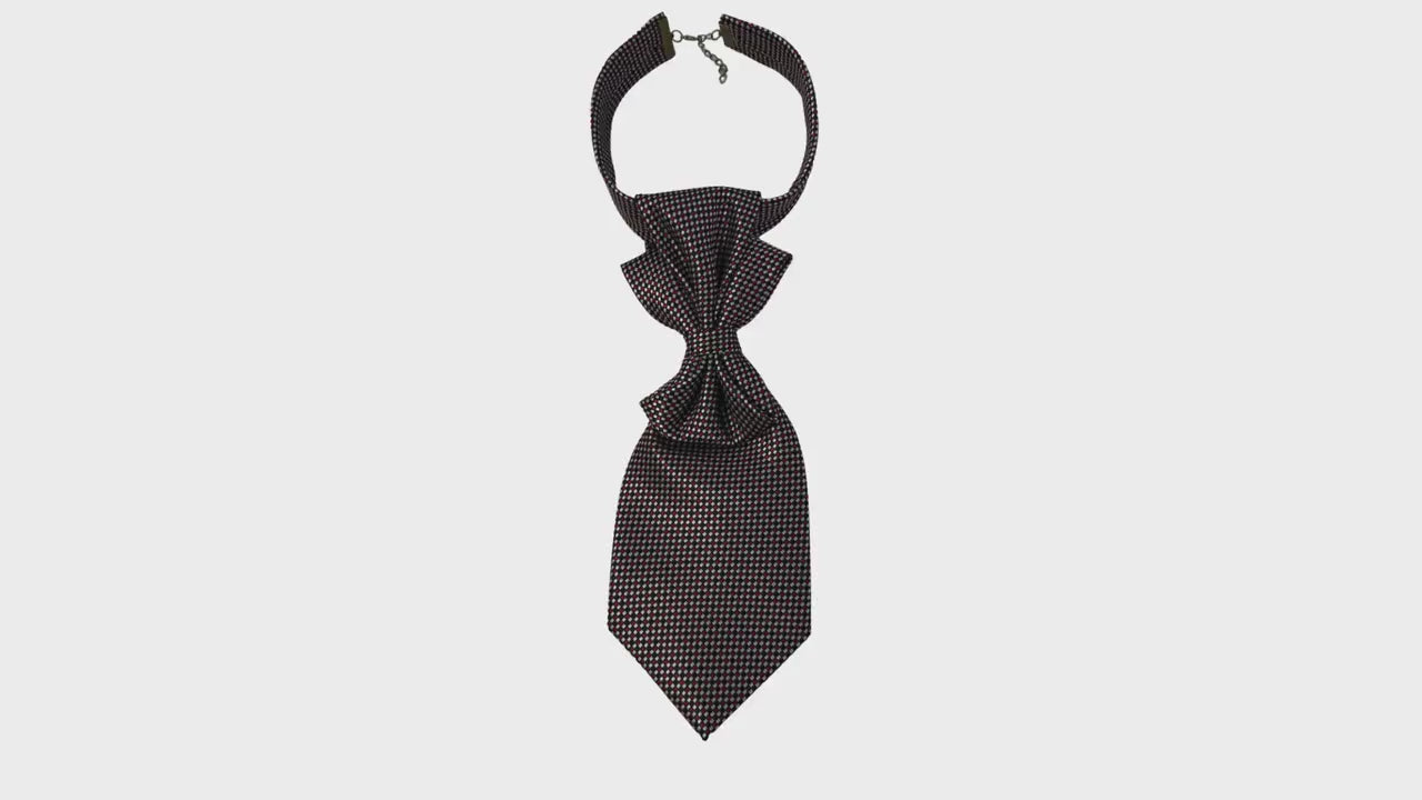 HUGO BOSS Tie - Women Continental Crossover Tie - Upcycled Italian Designer Silver Jacquard Necktie - Made in Italy Reworked Tie Women