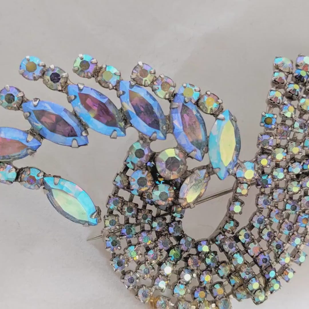 Vintage PIERRE Aurora Borealis Oversized Bird Brooch Stunning Statement Pin, Sparkling Collectible Jewelry Pierre Bird of Paradise Oversize