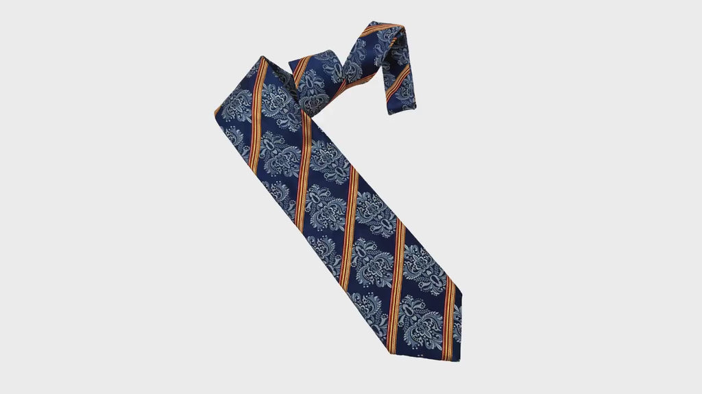 PAUL SMITH Archival Mulberry Silk Cobalt Damask & Stripe 9.5cm blue silk tie Paul Smith tie