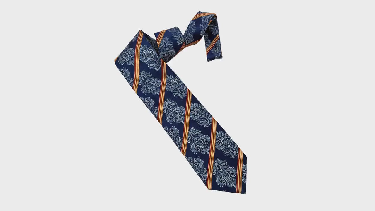 PAUL SMITH Archival Mulberry Silk Cobalt Damask & Stripe 9.5cm blue silk tie Paul Smith tie