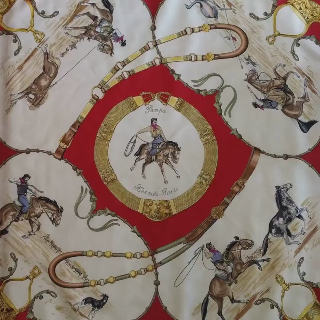 Hermes scarf PAMPA Jean De Fougerlolle hermes scarf silk square scarf collectible Hermes Rare Made in France vintage hermes scarf for her