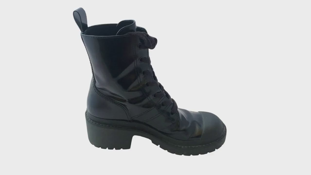 Marc Jacobs Bristol Combat Boots – Black Leather, Chunky Heel, Size 39 (US 7.5), Gently Used