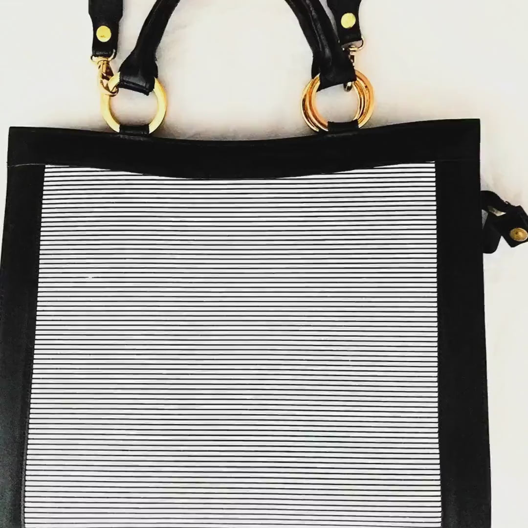 Italian Leather Hand Bag - Beautiful GEN RIGO Black Embossed Shoulder Bag, Made in Italy, Chic & Stylish Purse for Women
