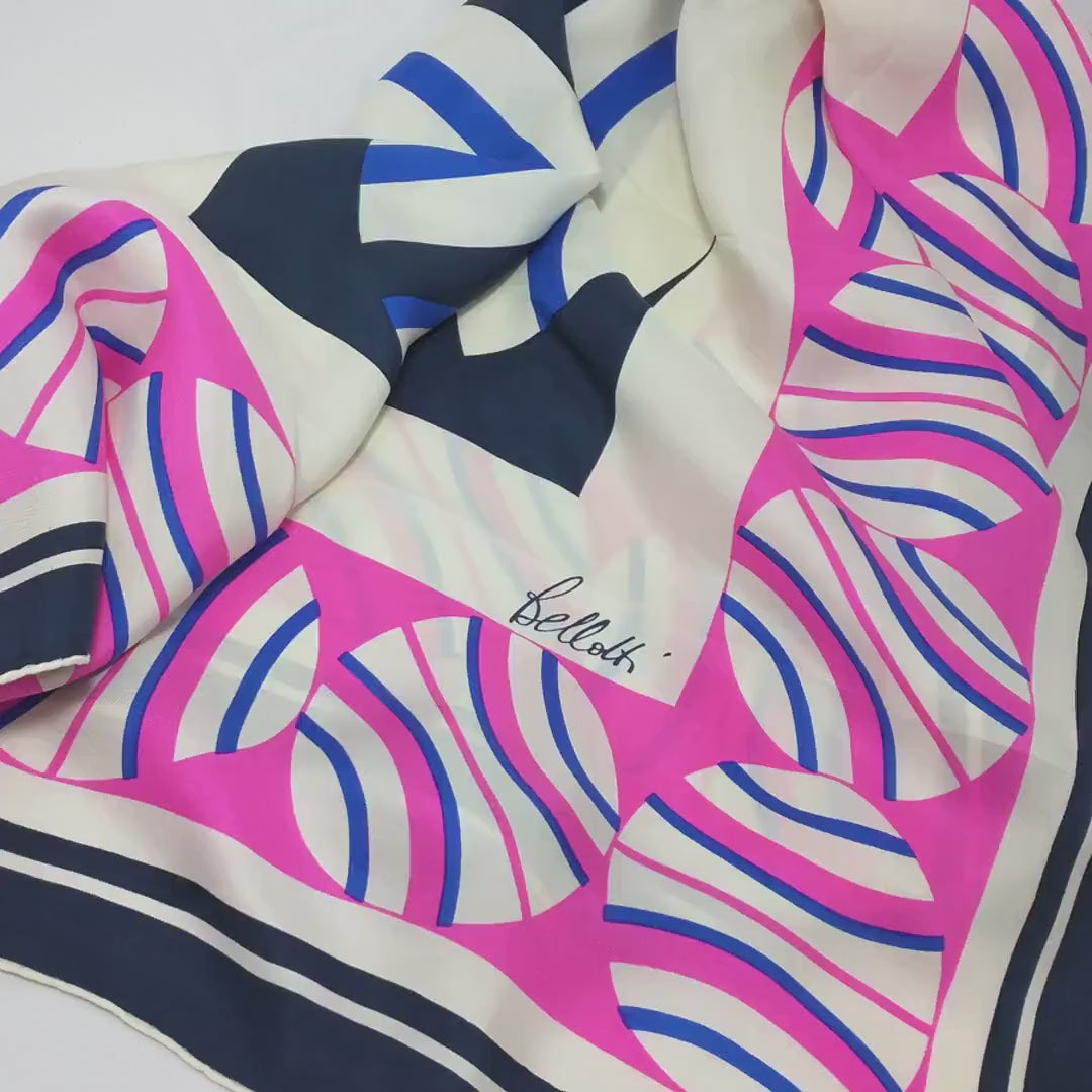 Vintage Pietro Bellotti Silk Scarf – Rare Foulard, Hand-Rolled Edges, Square Silk Scarf, 29" x 29", Designer Signature Accessory