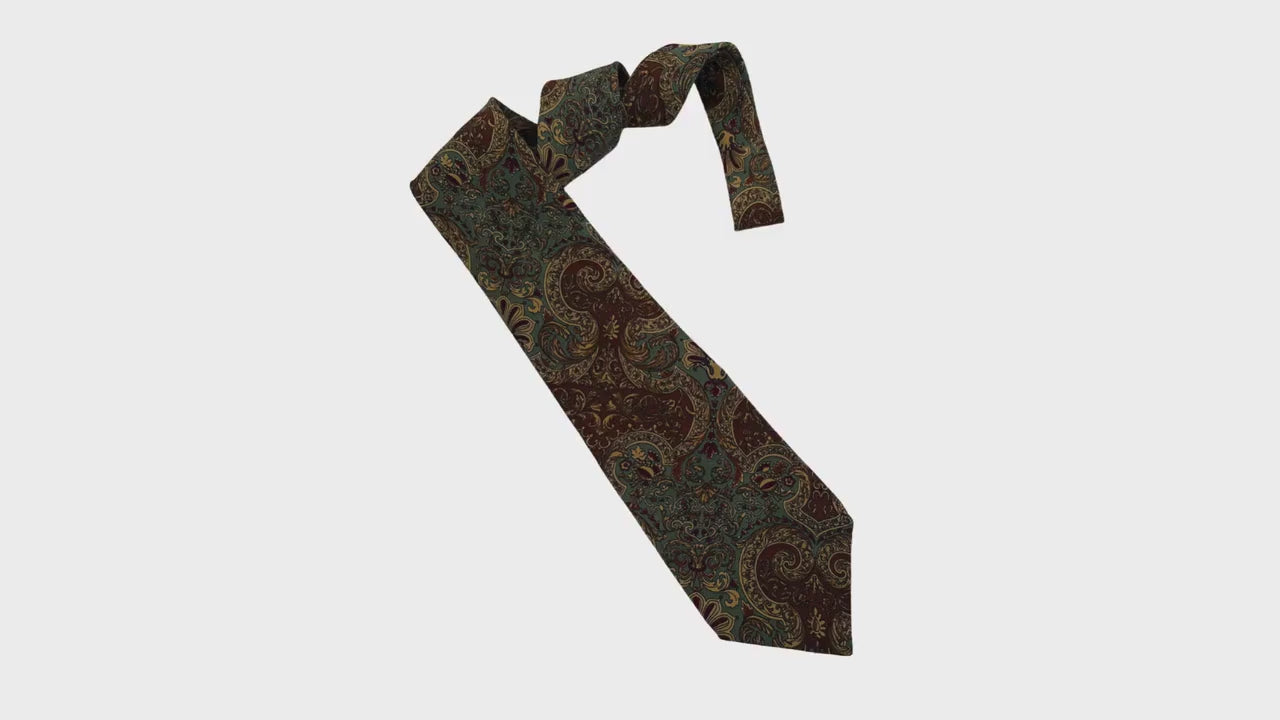 Vintage CHRISTIAN DIOR Silk Tie Muted Sage & Rust Baroque tie 10cm Blade Dior tie Christian Dior Monsieur