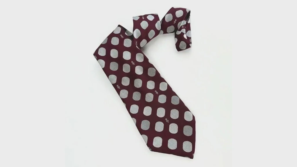 LANVIN Paris tie Burgundy & Slate oversized dot  tie 9cm tie LANVIN