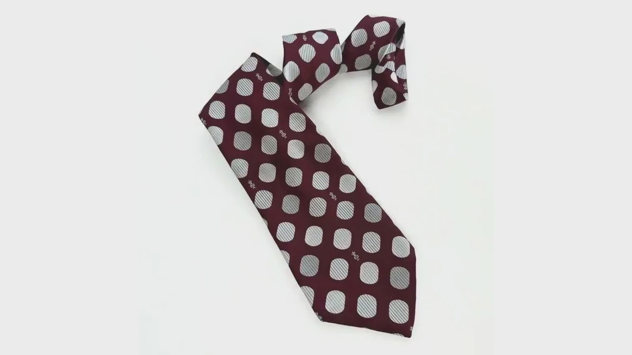 LANVIN Paris tie Burgundy & Slate oversized dot  tie 9cm tie LANVIN