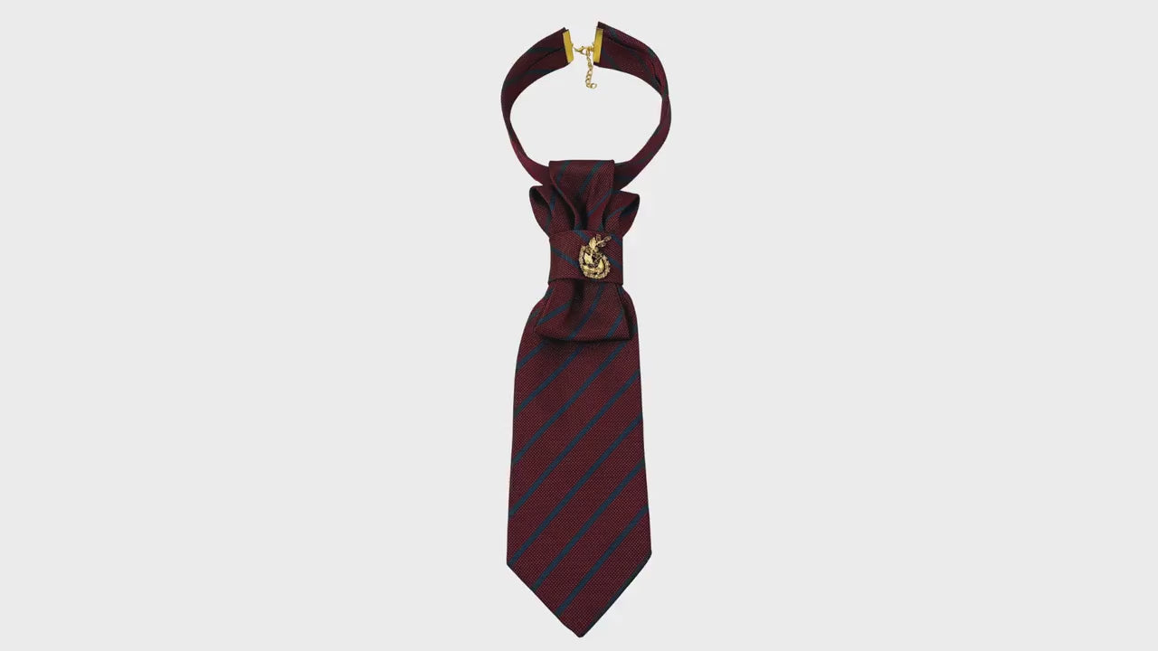 Zegna Silk Crossover Tie for Women - Dark Academia Statement Necktie - Burgundy & Navy Striped Butterfly Fashion Tie jacquard silk tie Zegna