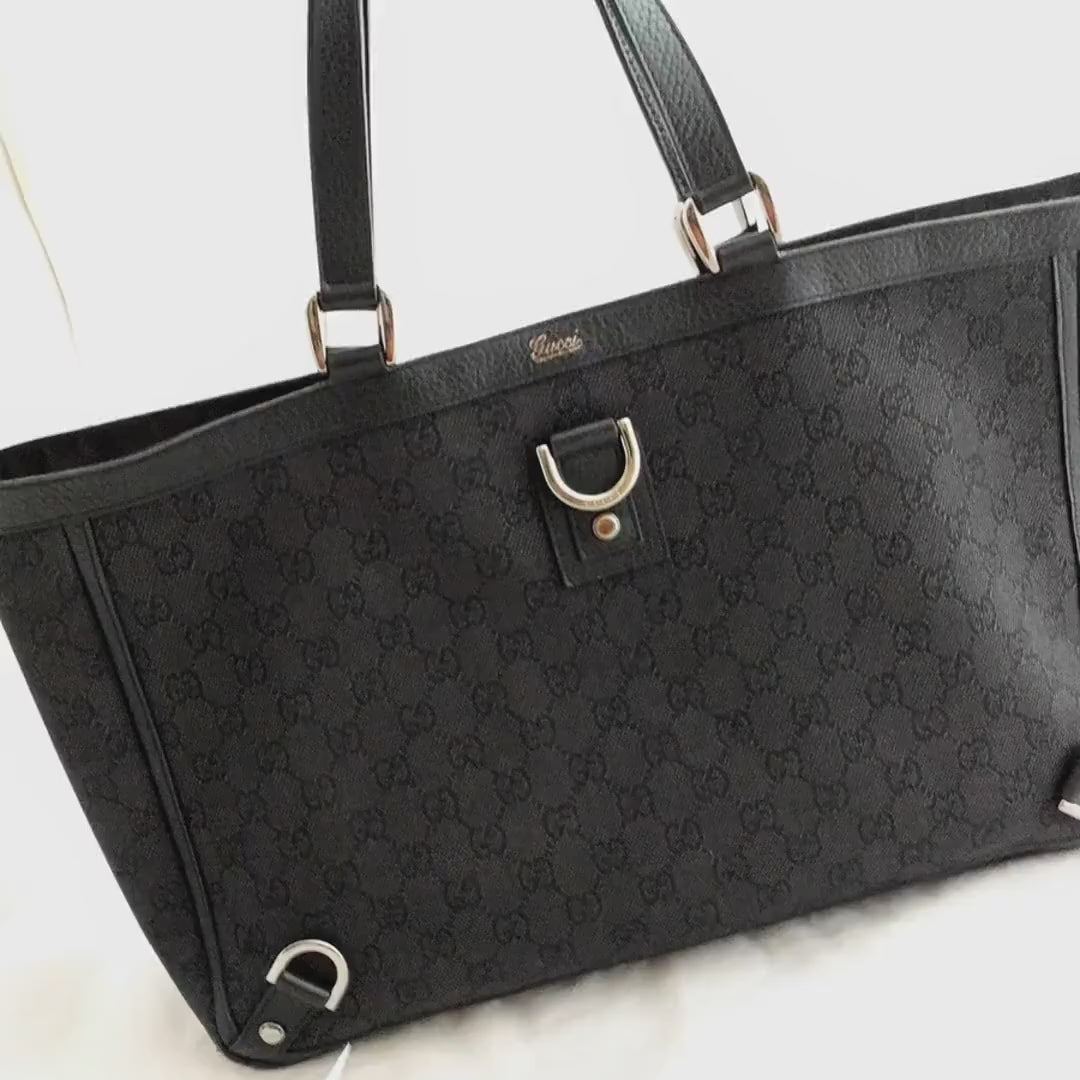 Gucci GG Canvas Abbey D-Ring Tote Bag – Black GG Monogram Canvas, Timeless Designer Tote, Beautiful and Spacious Handbag