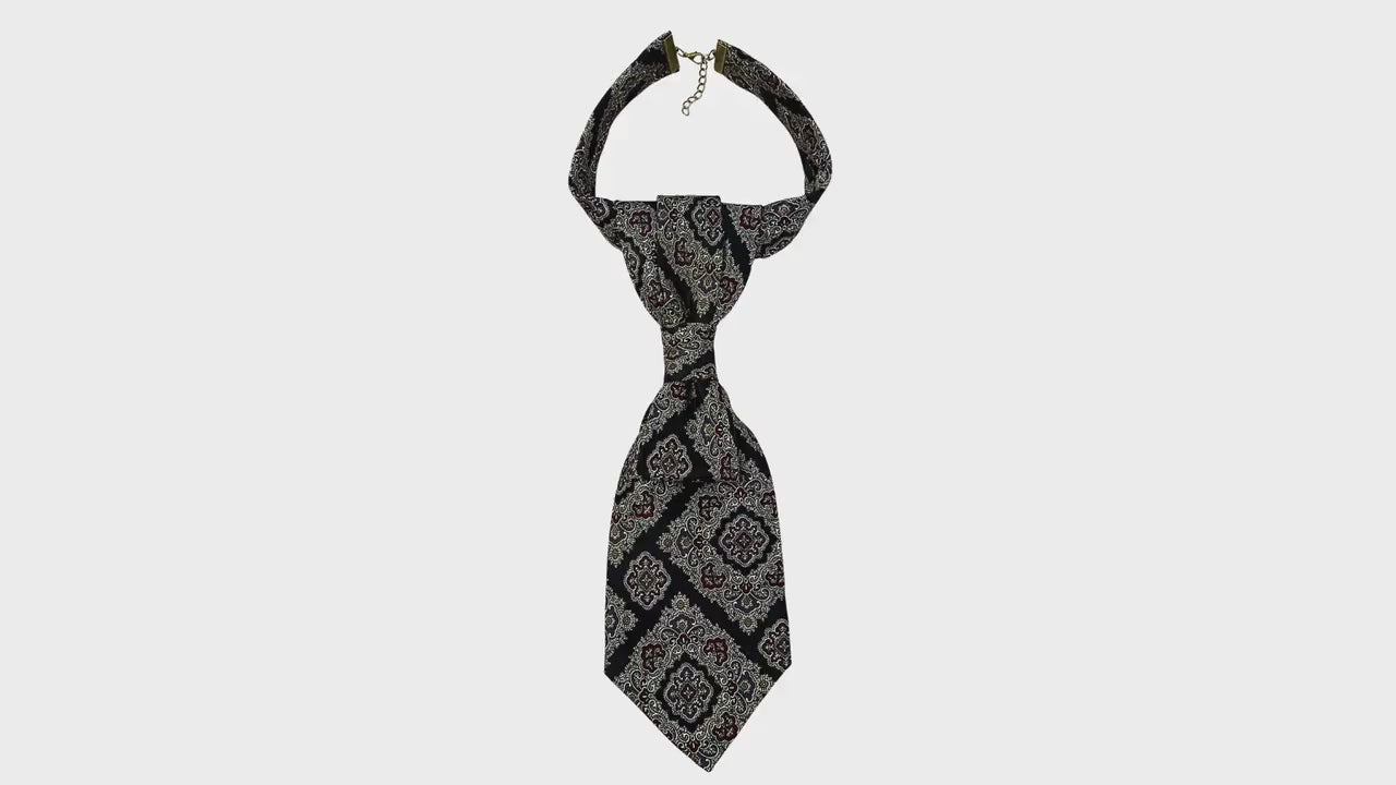 Vintage CHRISTIAN DIOR Refashioned Tie - Black & Gray Statement Necktie for Women - Vintage Dior Handstyled Tie - Bespoke Italian Silk