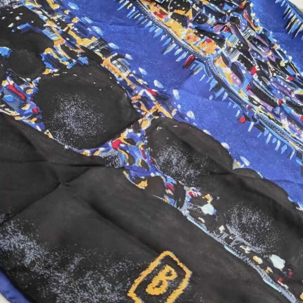 Hand-Painted Italian Silk Scarf – “Starry Paris Night,” Made in Firenze, Italy, Collectible Art Scarf, Headscarf/Wrap, Unique Gift
