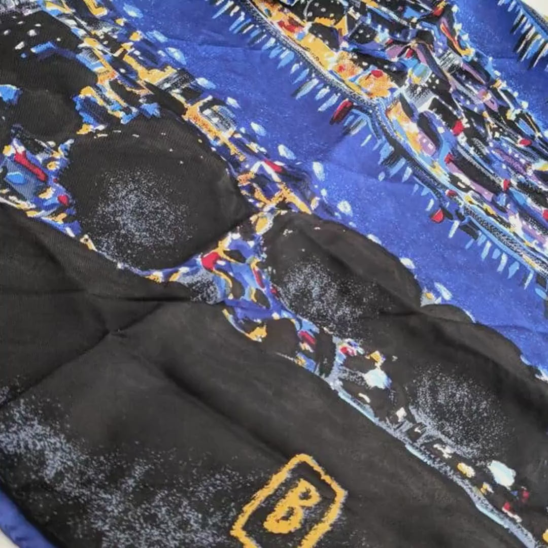 Hand-Painted Italian Silk Scarf – “Starry Paris Night,” Made in Firenze, Italy, Collectible Art Scarf, Headscarf/Wrap, Unique Gift