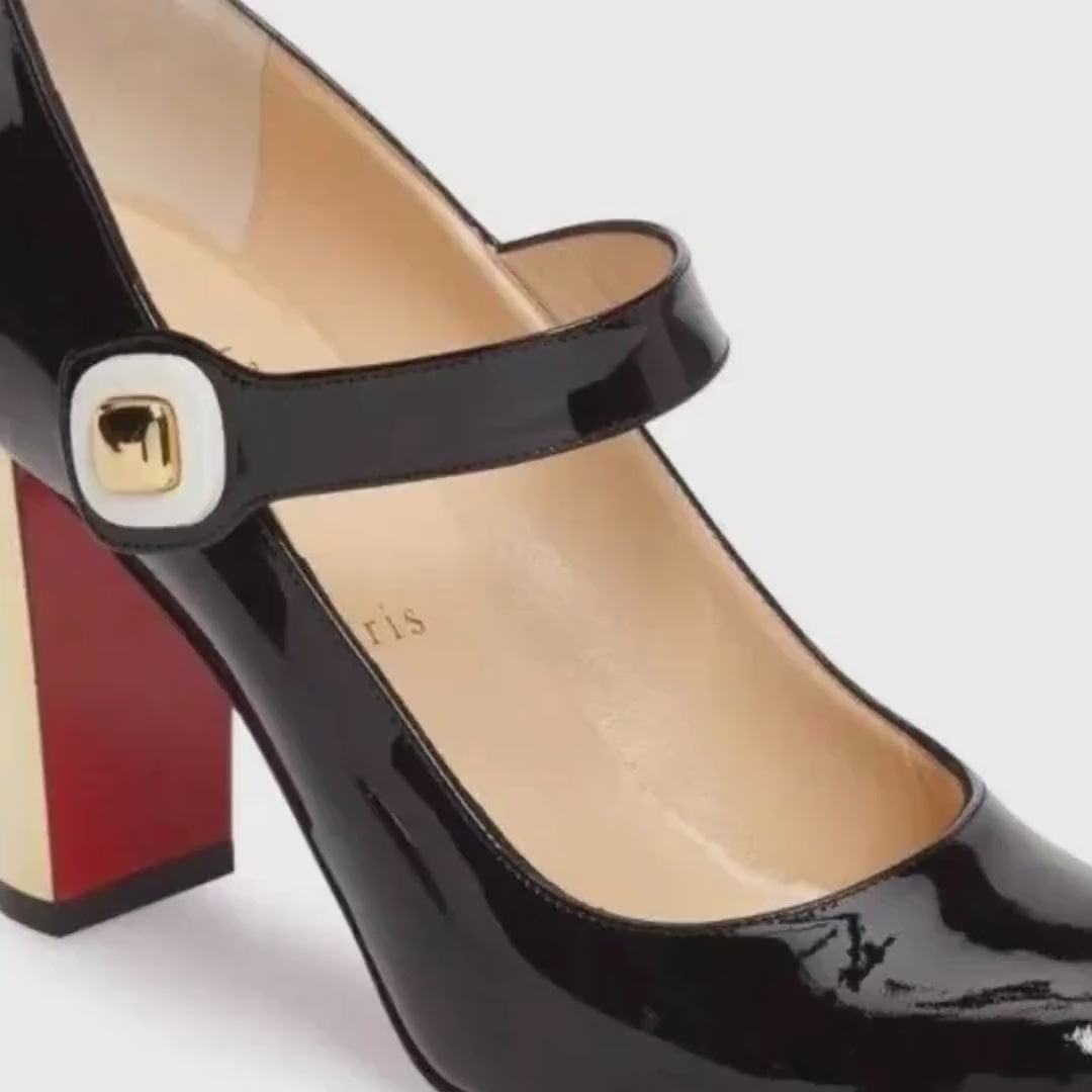 Christian Louboutin BIBABA Mary Jane Pumps – Vintage-Style Leather Heels, Iconic Red Soles, Timeless Elegance