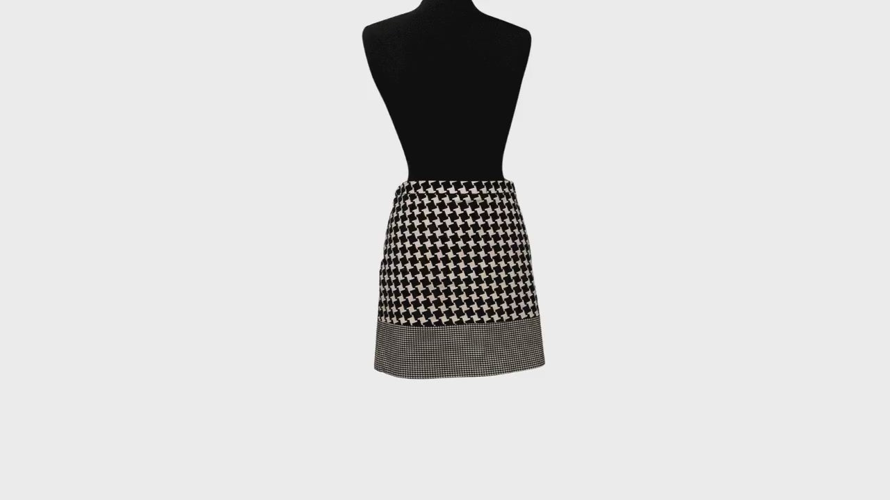 Reiss Houndstooth Miniskirt – Double-Sized Pattern, Fully Lined, Size 8, Black and White