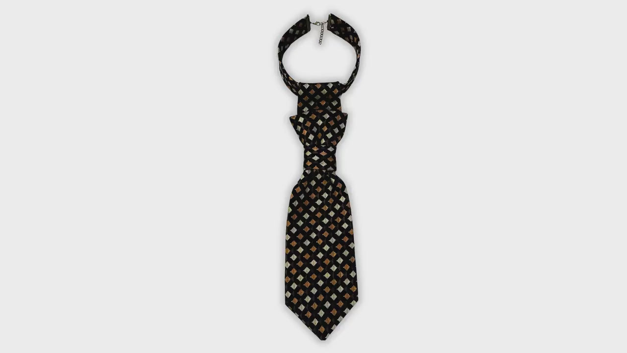 Reworked Valerio Galati Silk Tie - Women’s Continental Crossover Tie - Upcycled Handmade Italian Jacquard Necktie - Sustainable Fashion