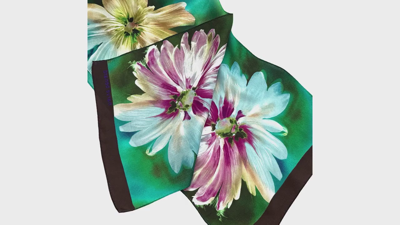 HARVE BENARD Painterly Blooms 100% Pure Silk - Long scarf