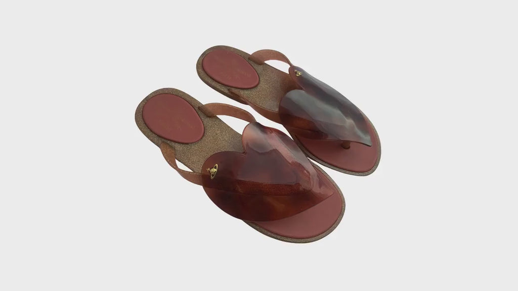 Vivienne Westwood Anglomania Tortoise Flip Flops –  5 US, 35/36 EU Rubber Sandals by Melissa, Rare Designer Collab
