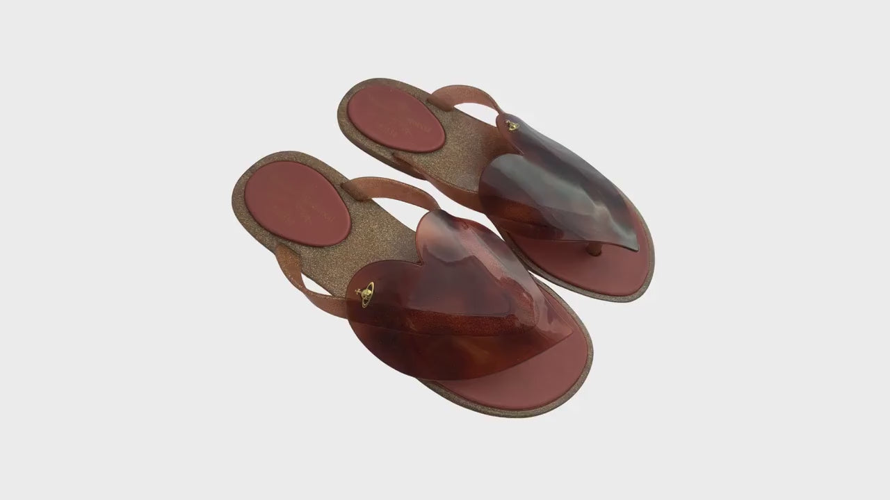 Vivienne Westwood Anglomania Tortoise Flip Flops –  5 US, 35/36 EU Rubber Sandals by Melissa, Rare Designer Collab