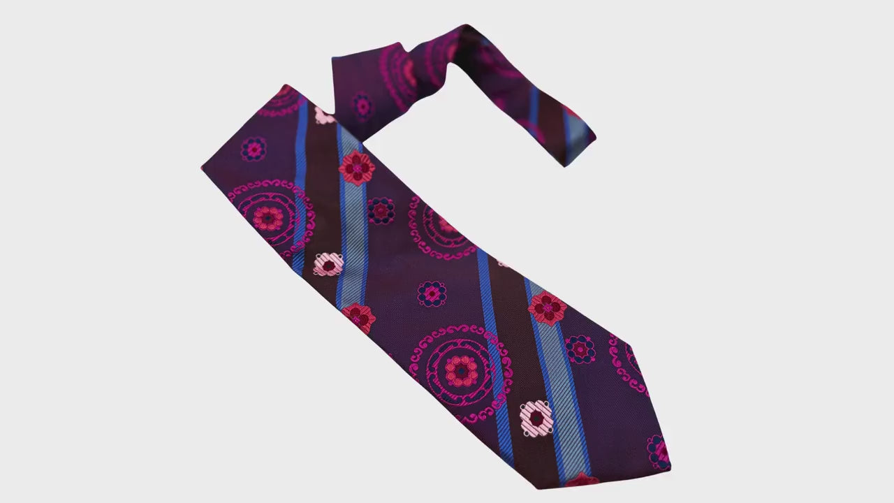 PAUL SMITH tie Archival Mulberry Silk Magenta Kaleidoscope & Stripe 10cm blue silk tie Paul Smith tie silk construction