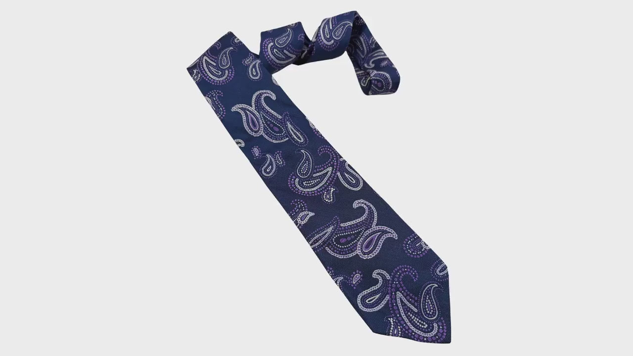ETRO Milano Archival Silk tie Ornamental Blue Paisley & Contrast Lining 8.5cm silk tie ETRO tie jacquard silk