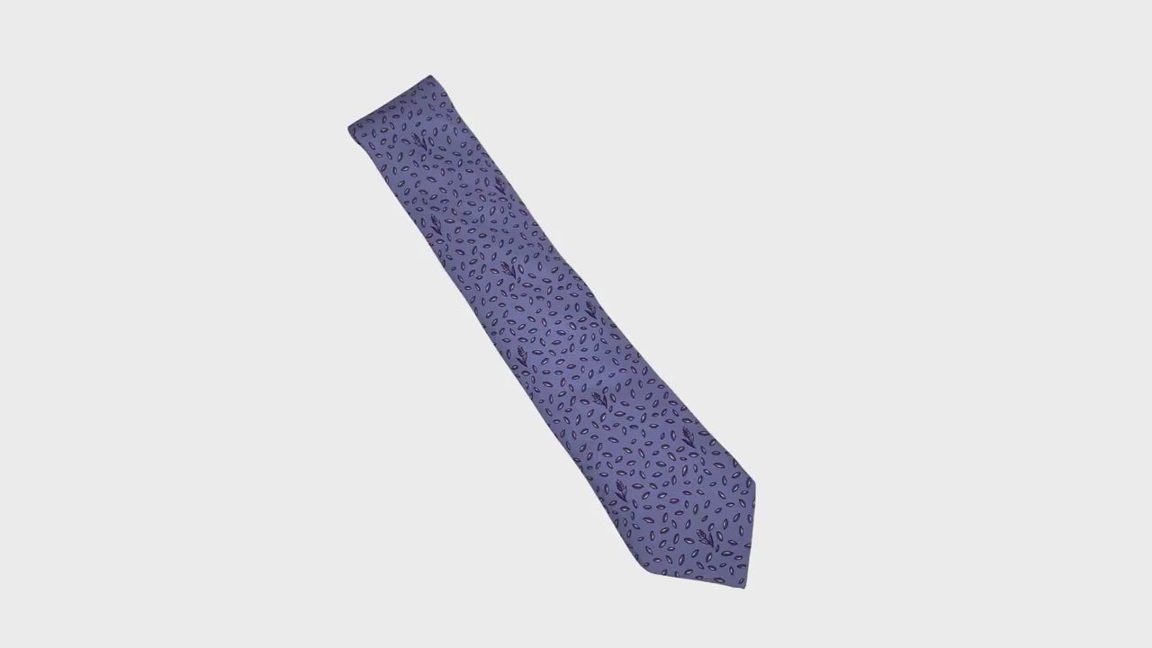 HERMES Paris tie Archival Silk tie Lavender Wheat & Seed Hermes tie with Wheat and Seed motif silk tie
