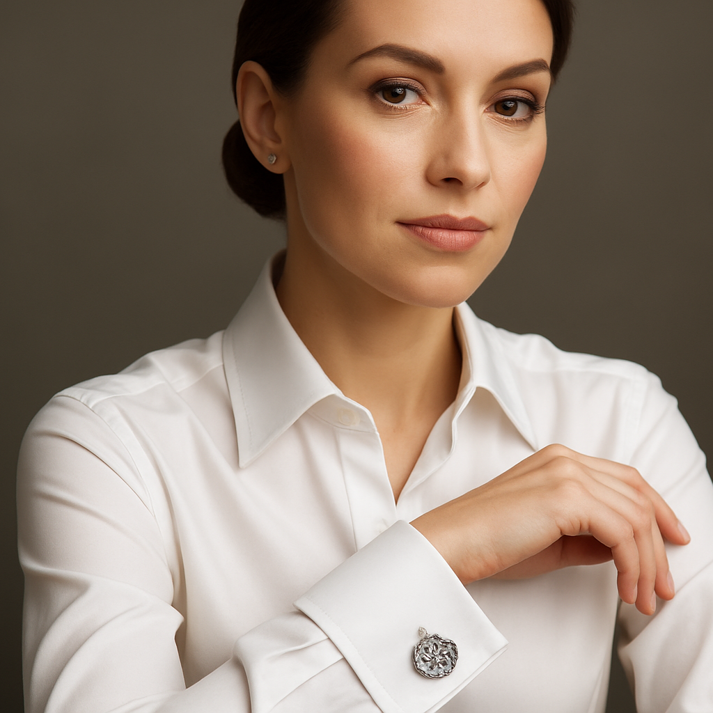 Woman wearing cufflinks